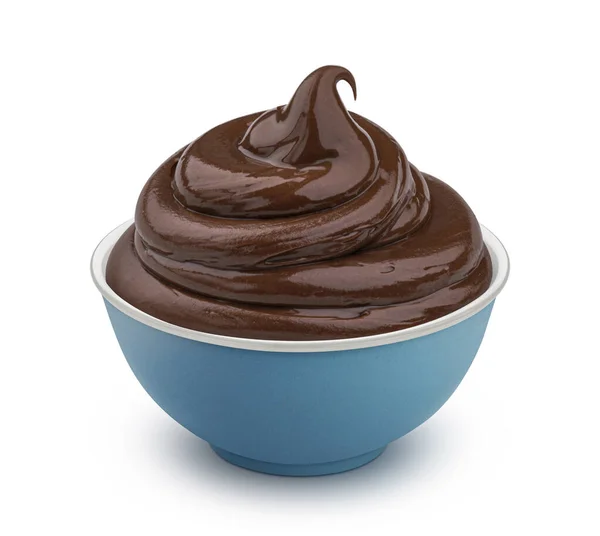 Creme Chocolate Tigela Isolado Fundo Branco Com Caminho Recorte Redemoinho — Fotografia de Stock
