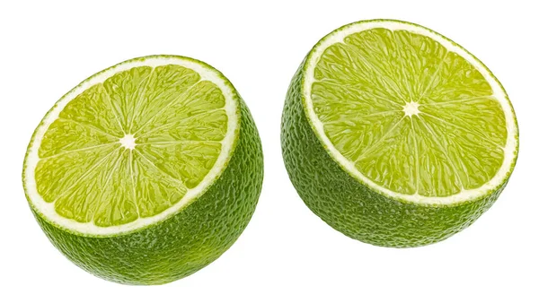 Πράσινη Φέτα Εσπεριδοειδών Lime Απομονωμένη Λευκό Φόντο Μονοπάτι Κοπής — Φωτογραφία Αρχείου