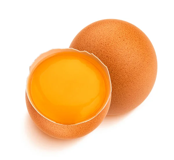 Bruine Eieren Geïsoleerd Witte Achtergrond Bovenaanzicht Plat Gelegd — Stockfoto