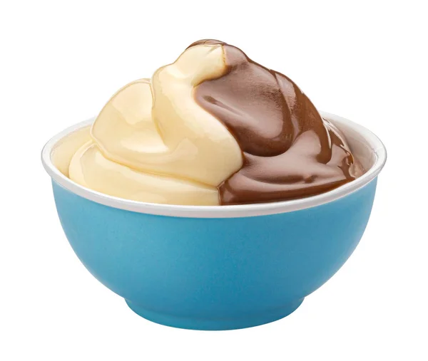 Chocolade Vanille Dubbele Crème Mix Geïsoleerd Witte Achtergrond — Stockfoto