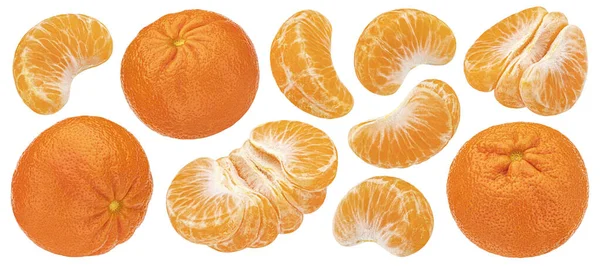 Owoce Mandarynki Lub Mandarynki Wyizolowane Białym Tle Ścieżką Wycinania Kolekcja — Zdjęcie stockowe