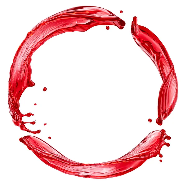 Vinho Tinto Respingo Redondo Isolado Fundo Branco Com Caminho Recorte — Fotografia de Stock