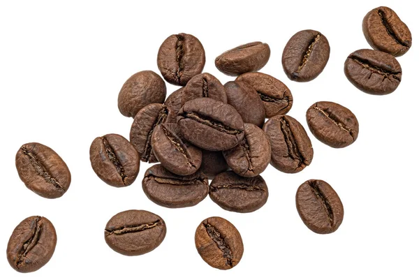Geröstete Kaffeebohnen Isoliert Auf Weißem Hintergrund Draufsicht Volle Schärfentiefe — Stockfoto