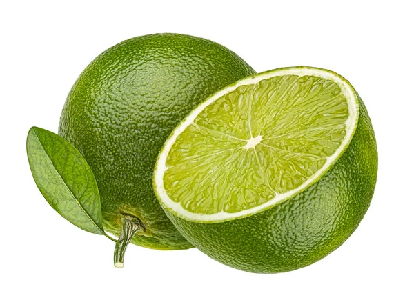 Zelené Citrusové Plody Izolované Bílém Pozadí Výstřižkovou Cestou — Stock fotografie