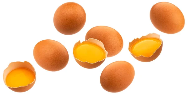 Bruine Eieren Geïsoleerd Witte Achtergrond Met Knippad — Stockfoto