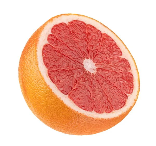 Grapefruit Félig Elszigetelt Fehér Alapon Nyírás Útvonal — Stock Fotó