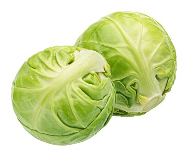 Brüksel lahanaları beyaz arka planda, tam derinlikte izole edilmiş