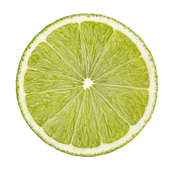 Lime Skiva Isolerad Vit Bakgrund Med Urklippsbana — Stockfoto