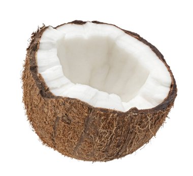 Coconut half isolated on white background with clipping path, full depth of field clipart