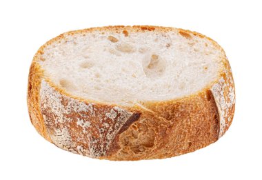 Fransız baget dilimi beyaz arka planda izole edilmiş, tam derinlikte.