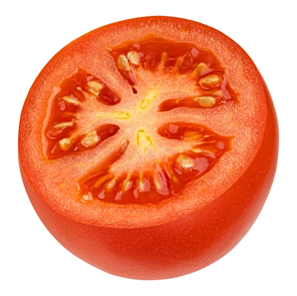 Tranche Tomate Cerise Isolée Sur Fond Blanc Avec Chemin Coupe — Photo