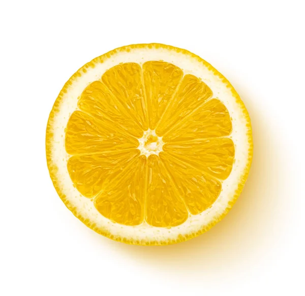 Лимонный Ломтик Изолирован Белом Фоне Вид Сверху Плоский Уголок — стоковое фото