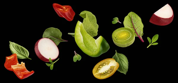 Verdure Autunnali Insalata Fresca Peperone Foglie Pomodoro Lattuga Ingredienti Alimentari — Foto Stock