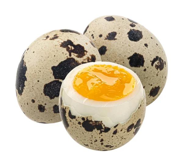 Telur Puyuh Diisolasi Pada Latar Belakang Putih Dengan Tapak Kliping — Stok Foto