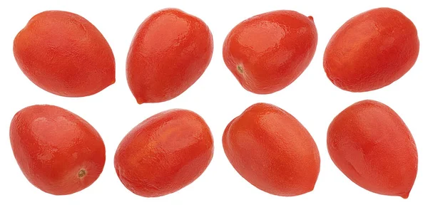 Skalade Konserverade Tomater Isolerade Vit Bakgrund Med Klippning Väg Full — Stockfoto