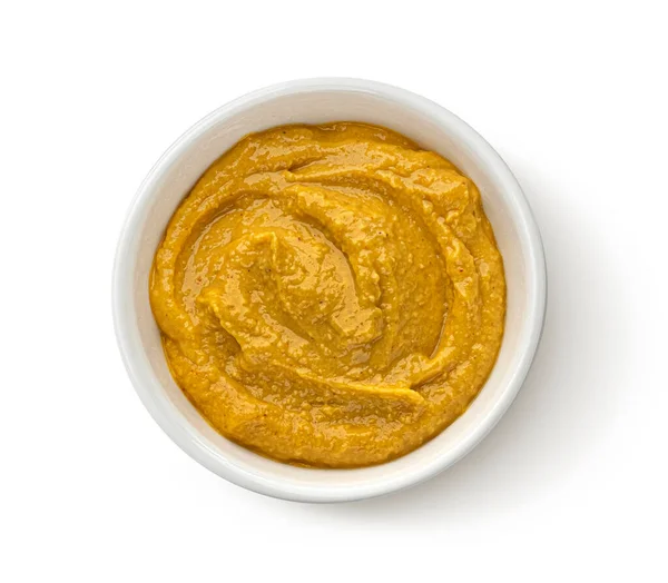 Hjemmelagd Hummus Isolert Hvit Bakgrunn Sett Ovenfra – stockfoto