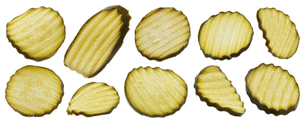 Inlagda Och Marinerade Zucchini Skivor Isolerade Vit Bakgrund Samling — Stockfoto