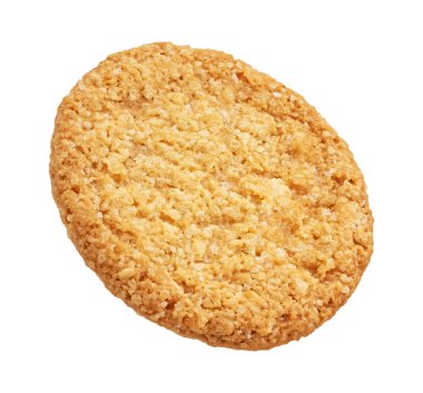 Bir yulaflı kurabiye kesme yolu ile beyaz arkaplanda izole