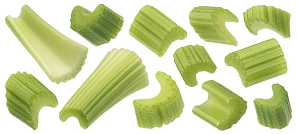 Chopped Celery Isolated White Background Clipping Path Full Depth Field — Stock Photo, Image