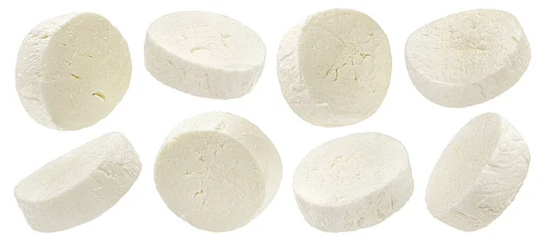Mozzarella Käsescheiben Isoliert Auf Weißem Hintergrund Mit Schneideweg — Stockfoto