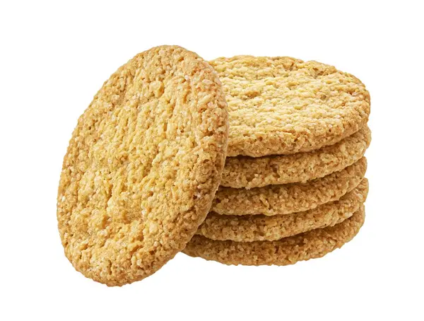 Oatmeal Cookies Isolated White Background Clipping Path Full Depth Field — Stock Photo, Image
