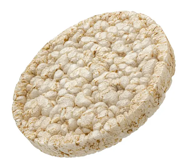 One Puffed Rice Cake Isolated White Background Full Depth Field Stock Picture