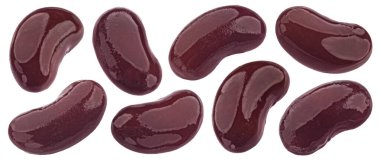 Kırmızı fasulye konservesi beyaz arka planda izole edilmiş. Kırpma yolu var.