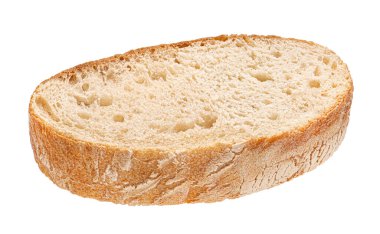 Kesme yolu ile beyaz arkaplanda izole edilmiş beyaz ekmek dilimi