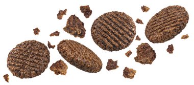 Bitki temelli burger köftesi kırpma yolu ve paket tasarım elemanı ile beyaz arkaplanda izole edildi