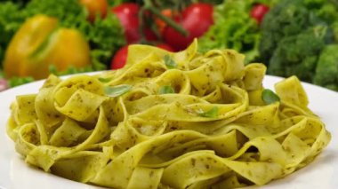 Fettuccine makarna yakın çekim, ticari video konsepti