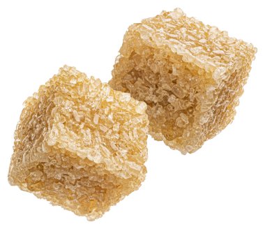 Beyaz arkaplanda izole edilmiş küp şeker, tam derinlik