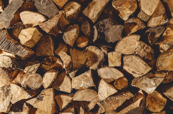 Finely Chopped Stacked Firewood Stacks Firewood Preparation Firewood Winter Firewood — Stock Photo, Image