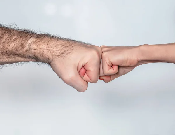 Two Hands Man Woman Giving Fist Bump — Stock Photo, Image