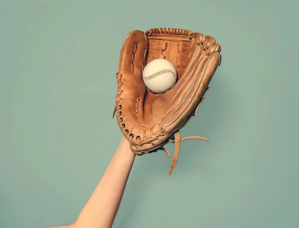 Kožená Baseballová Rukavice Chycený Baseball Pro Hru — Stock fotografie