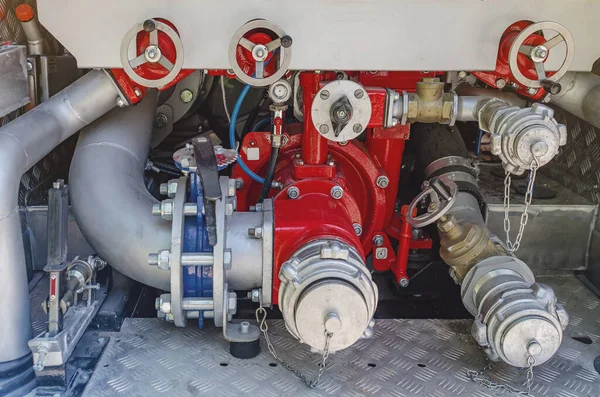Система Підключення Труб Пожежній Машині — стокове фото