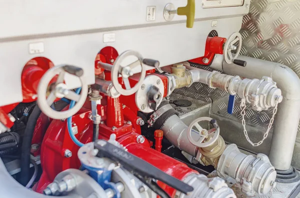 Водяний Насос Пожежній Машині Пожежної Забруднення Насос Труби — стокове фото