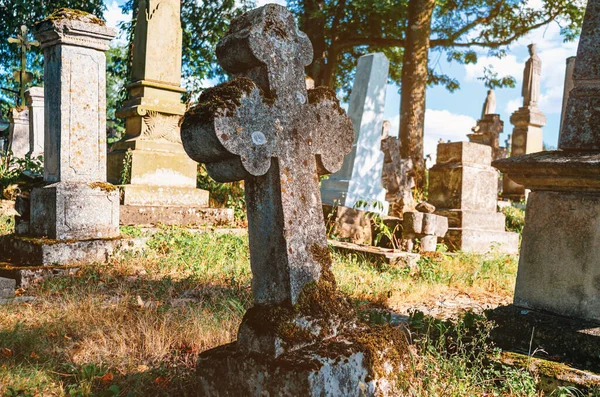 Ancient stone cross in the old cemetery