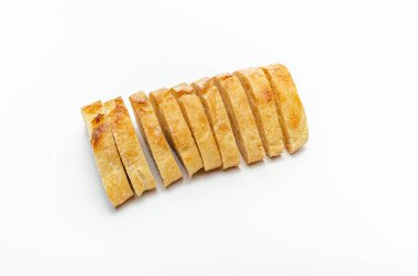 Fresh sliced bread isolated on white background. Slices of bread, top view