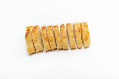 Fresh sliced bread isolated on white background. Slices of bread, top view