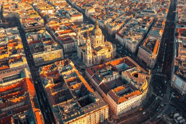 Budapeşte, eski şehrin evlerinin yukarıdan görünüşü