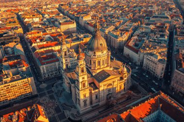 Budapeşte, eski şehrin evlerinin yukarıdan görünüşü