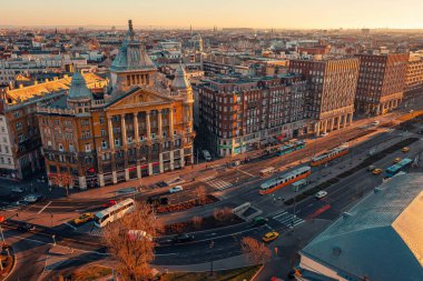 Budapeşte, eski şehrin evlerinin yukarıdan görünüşü