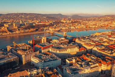 Budapeşte, eski şehrin evlerinin yukarıdan görünüşü