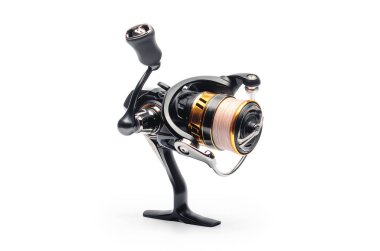 Beyaz arka planda altın makaralı siyah dönen makara