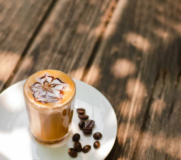 Perfect Hot Latte Decorated Chocolate — Fotografia de Stock