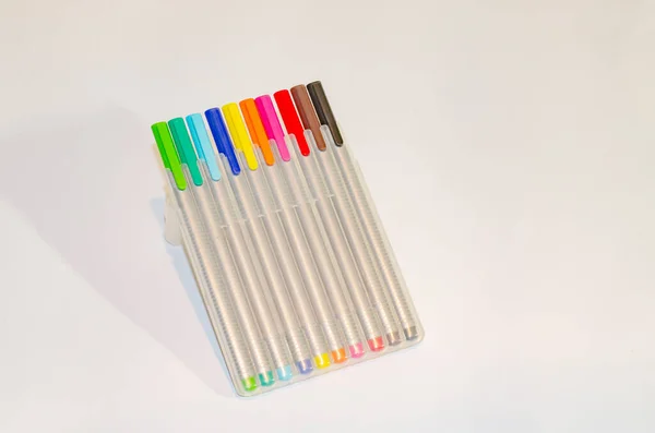Multicolored Pens White Background — Stock Photo, Image