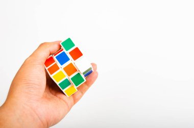 Thailand,July 19, 2024 Rubik's cube on a white background. Rubik's Cube on a white background Rubik's Cube invented by Hungarian architect Erno Rubik in 1974. clipart