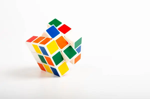 stock image Thailand,July 19, 2024 Rubik's cube on a white background. Rubik's Cube on a white background Rubik's Cube invented by Hungarian architect Erno Rubik in 1974.