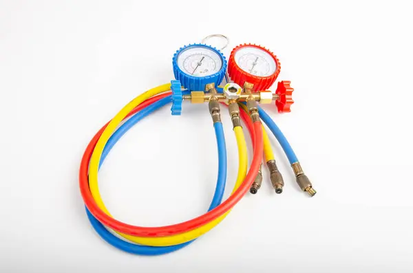 stock image Air Conditioning Refrigerant  Pressure Gauges set isolate on white background.