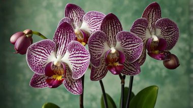 A stunning Phalaenopsis orchid plant with multiple blooms on long, elegant stems. clipart